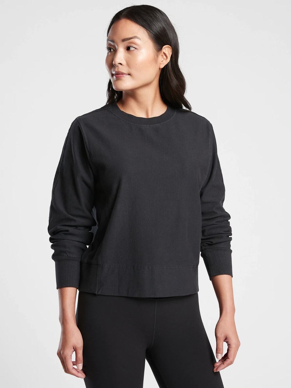 Athleta Farallon Garment Dye Sweatshirt Black Size Large